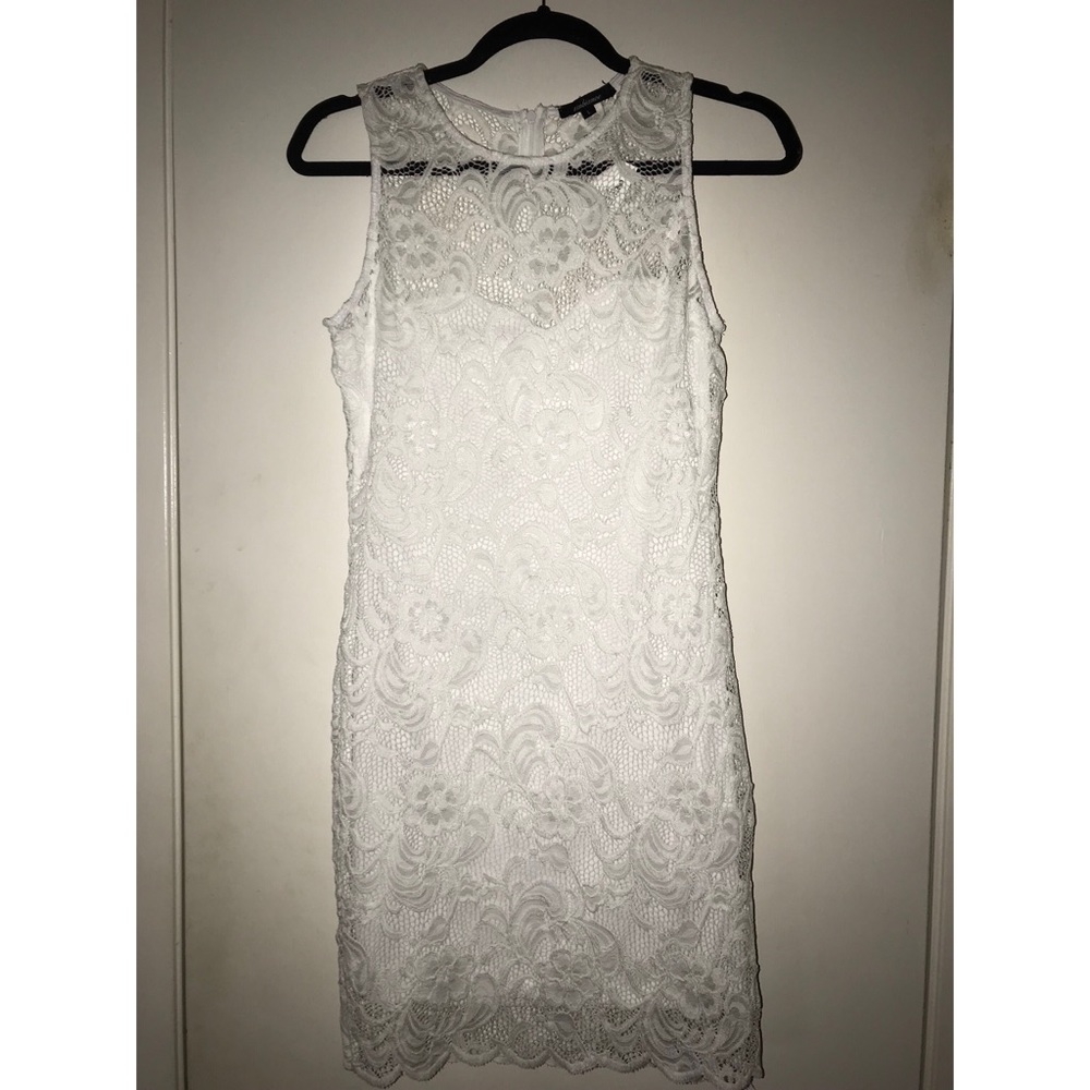 Short tight white lace dress
